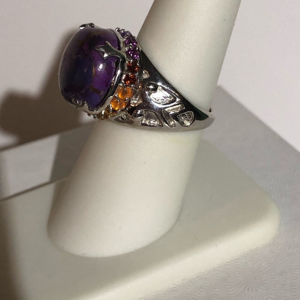 Purple Turquoise & Multi Gemstone Ring 8.95 ctw